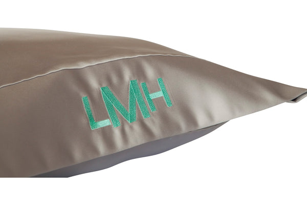 monogrammed satin pillow