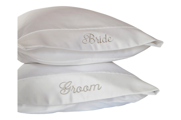 bride and groom pillows embroidered 