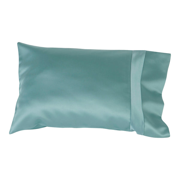 satin travel size pillow slip blue